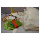 Lot of Handmade Crocheted Linens-Runners,Doilies