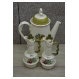 Metlox Poppytrail Coffee Pot, Oil & Vinegar Cruets