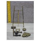 Asstd Brass Items, Gavel, Finials, Trivets, Easel