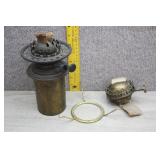 Vtg Brass Duplex Lamp, Shade Holder and Burner