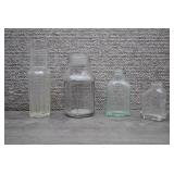 Four Vtg Clear Glass Bottles-1900s to 1930s