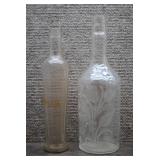 Two Vtg Clear Glass Perfume/Liquor Containers