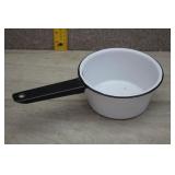 Vtg White Enamelware Saucepan