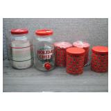 Vtg Libbey Holiday Cheer Dispensers & Storage Jars