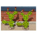 Pair of Metal Prickly Pear Yard Art Cacti 27'