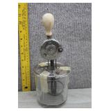 Vtg Metal Hand-Crank Beater & Footed Measuring Jar