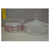 Vtg Anchor Hocking Ribbed Candy Dish & Berry Bowl