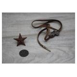 1940 Metal Token, Brown Leather Strap, Metal Star