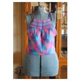 Cute Vintage 70s Plaid Smocked Halter Top