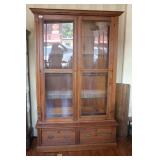 Antique Victorian Wooden Bookcase w Glass Shelves