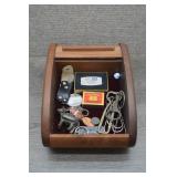 Wooden Roll Door Storage Box w/ Trinkets