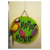 Happy Hour Metal Art Parrot Hanging Sign 26'