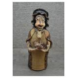 Vtg Pottery Decanter - Folk Art Woman
