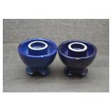 Set of 2 Blue Ceramic Pottery Bowls