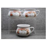 Set of Vtg Ceramic Mugs for Serving Chicken Soup