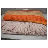 Vtg Autumn Throw with a Stripped Design & Fringe