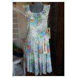 Vtg Segments Floral 3 Piece Skirt, Top, Shawl Set