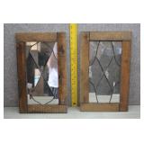 Two Antique-Style Diamond Leaded Glass Windows