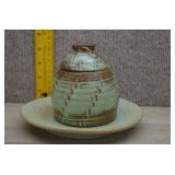 Vtg Frankoma Pottery Beehive Honey Pot and Lid