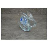 Vtg Art Glass Clear Bunny Rabbit Paperweight