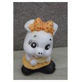 Vtg Ceramic White Pig Character Figurine