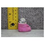 Vtg Miniature White & Pink Puppy Figurine