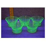 Vtg UV Depression Glass Sherbet Bowls