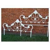 White Wrought Iron Headboard & Footboard