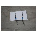 Vtg Boho-Style Blue Heart-Shaped Earrings