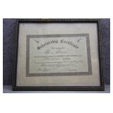 1937 Scholarship Certificate-Honolulu Conservatory