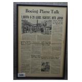 1943 Boeing Plane Talk Framed Newspaper