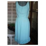 Vtg Tabak of Cali Blue Fringe Dress