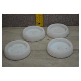 Four Vtg White Milk Glass Furniture Coasters