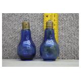Vtg Cobalt Glass Bottles Shaped Like Light Bulbs