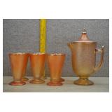 Vtg Jeannette Glass Co. Marigold Pitcher&Tumblers