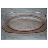 Vtg Jeannette Glass Adam Pattern Pink Platter