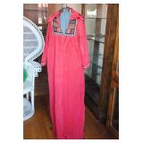 Vtg Evelyn Pearson Red Tribal Pattern Tunic