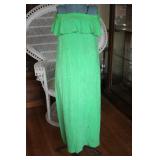 Vtg 1960s/70s Vibrant Green Terry Cloth Maxi Dress