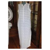 Vintage Scalloped Pattern Zip Up Swimsuit Cover Up