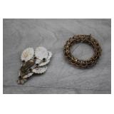 Vtg Costume Jewelry Pieces-Leaf Brooch, Circle Pin