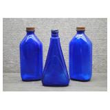 Vtg Phillips' Milk Of Magnesia Cobalt Blue Bottles