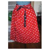 Vintage Black & Red Floral Reversible Midi Skirt