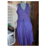 Vtg Navy & Red Polka Dot Pattern Dress