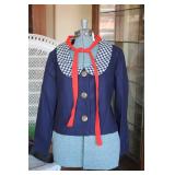 Vintage Navy Blue Blazer w/ Lapel Collar