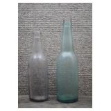 Vtg Aqua-Colored Glass Beer Bottles-20th Century