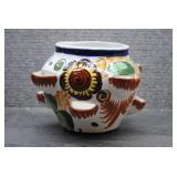 Vtg Hand-Painted Mexican Talavera Herb Planter Pot