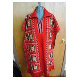 Vibrant Red Vtg Knit Poncho from the 1970s