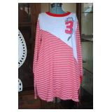 Vtg Red & White Striped #3 Cat Long Sleeve Top