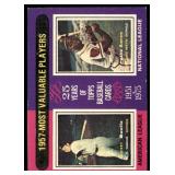 1975 Topps Baseball #195 1957 MVP's Mantle Aaron