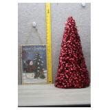Christmas Deco; Hanging Sign, Red Tinsel Tree